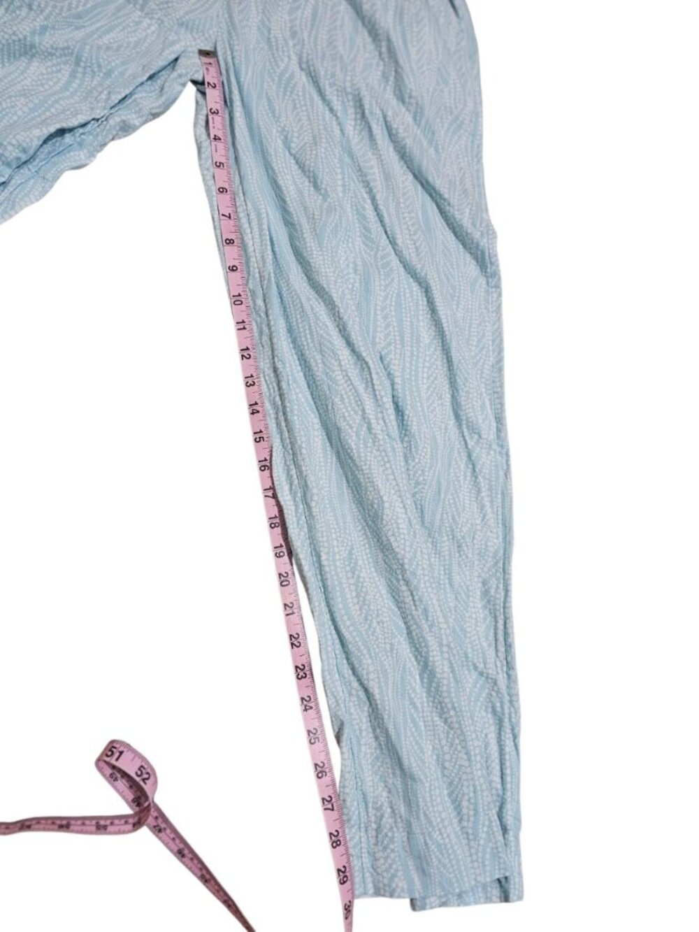 Joie Women L Light Blue White Abstract Print Smocked Waist Wide Leg Pants Lounge - Picture 7 of 7